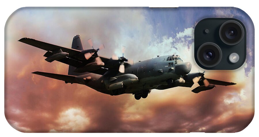C130 iPhone Case featuring the digital art USAF Hercules by Airpower Art