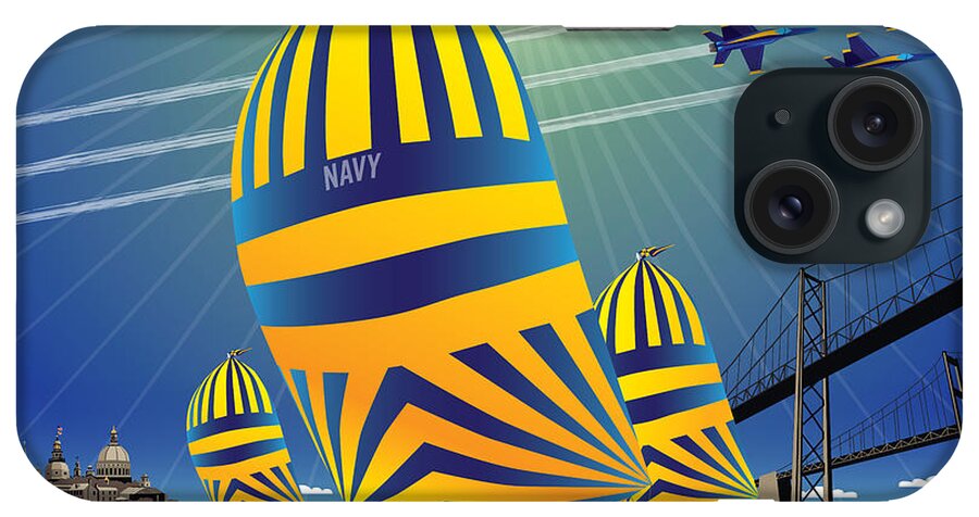 Navy 44s iPhone Case featuring the digital art USNA High Noon Sail by Joe Barsin