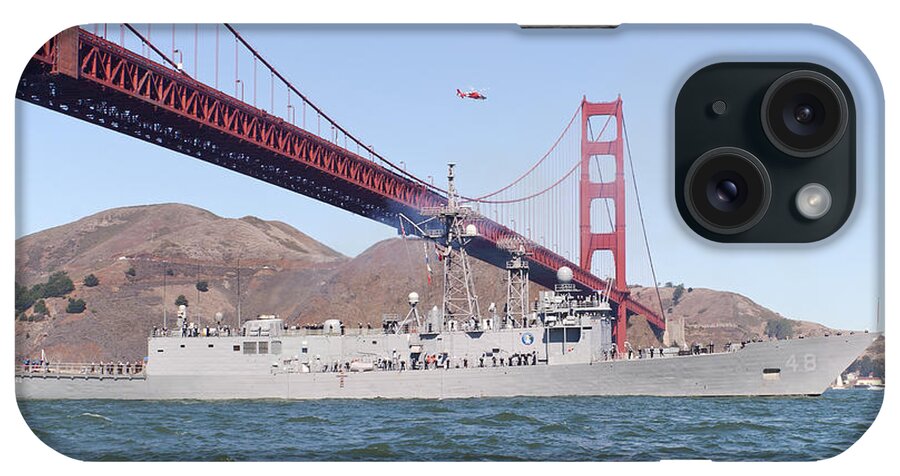 Coast Guard iPhone Case featuring the photograph USS Vandergrift Passes Under the Golden Gate Bridge by Rick Pisio