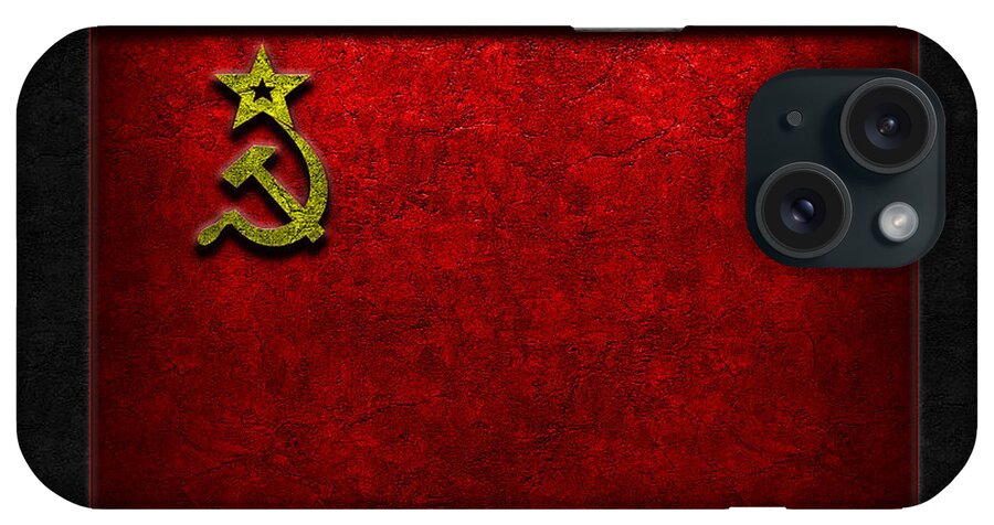 Abstract iPhone Case featuring the digital art USSR Flag Stone Texture by Brian Carson