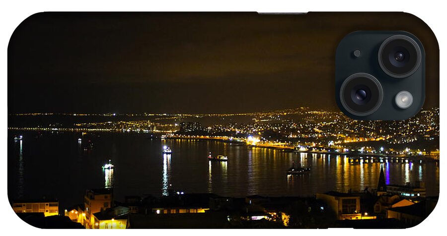 Valparaiso iPhone Case featuring the photograph Valparaiso Harbor at Night by Kurt Van Wagner