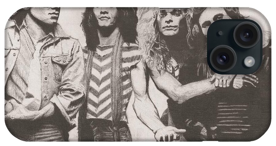 Alex Eddie Dave And Michael Rock Legends Van Halen iPhone Case featuring the drawing Van Halen by Jeff Ridlen