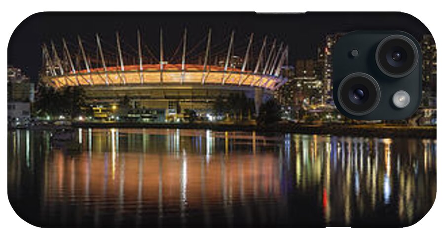 Vancouver iPhone Case featuring the photograph Vancouver BC City Skyline Night Scene Panorama by Jit Lim