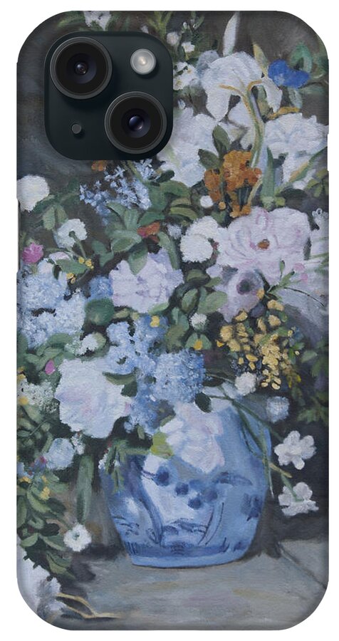 Renoir iPhone Case featuring the painting Vase of Flowers - reproduction by Masami Iida