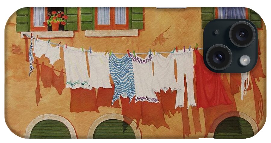 Venice iPhone Case featuring the painting Venetian Washday by Mary Ellen Mueller Legault