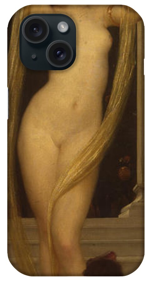 Nude iPhone Case featuring the painting Venus and Cupid by Frederic Leighton by Frederic Leighton