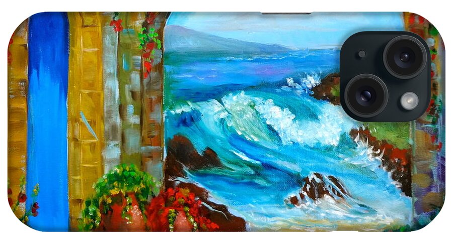 Garden iPhone Case featuring the painting Veranda Ocean View by Jenny Lee