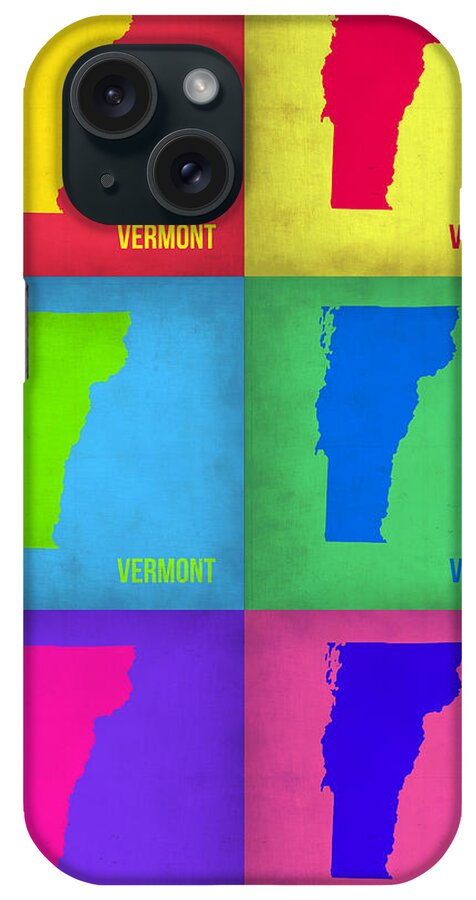 Vermont Map iPhone Case featuring the painting Vermont Pop Art Map 1 by Naxart Studio