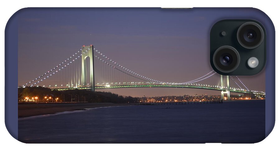 Verrazano Narrows Bridge At Night iPhone Case featuring the photograph Verrazano Narrows Bridge at night by Kenneth Cole