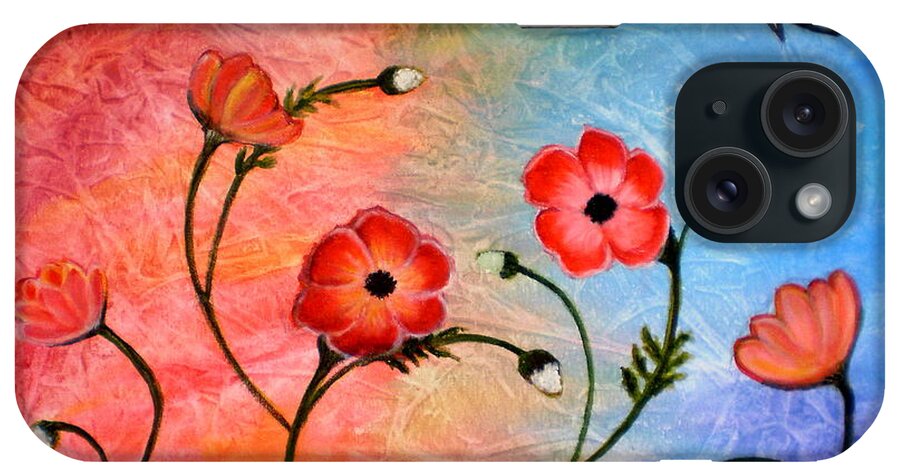 Poppies iPhone Case featuring the painting Vibrant Poppies by Manjiri Kanvinde