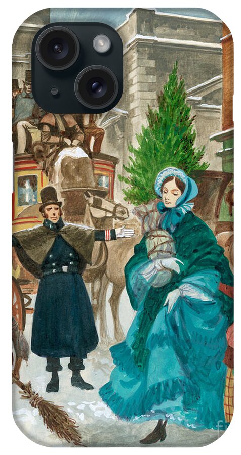 Victorian Christmas iPhone Case featuring the painting Victorian Christmas Scene by Peter Jackson