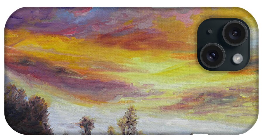 Oil Painting 9 X 12 iPhone Case featuring the painting View From Notch Hill by Sharon Casavant