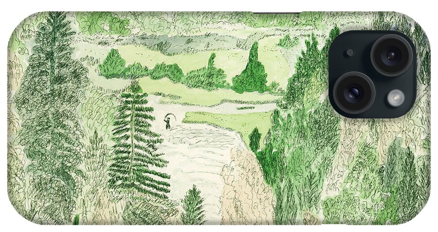 Pittsburg Nh iPhone Case featuring the painting View from the dam by Linda Feinberg
