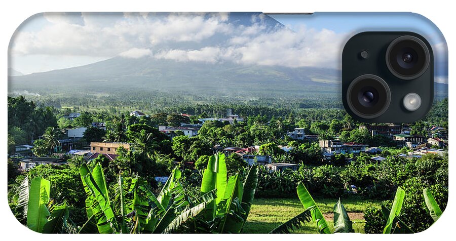 Blue iPhone Case featuring the photograph View From The Daraga Church Over Mount by Michael Runkel