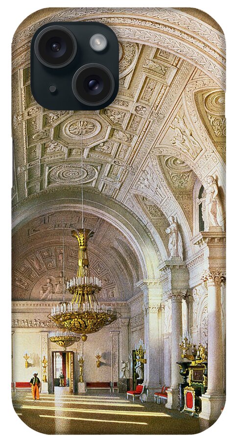 Interior iPhone Case featuring the photograph View Of The White Hall In The Winter Palace In St. Petersburg, 1865 Wc On Paper by Luigi Premazzi