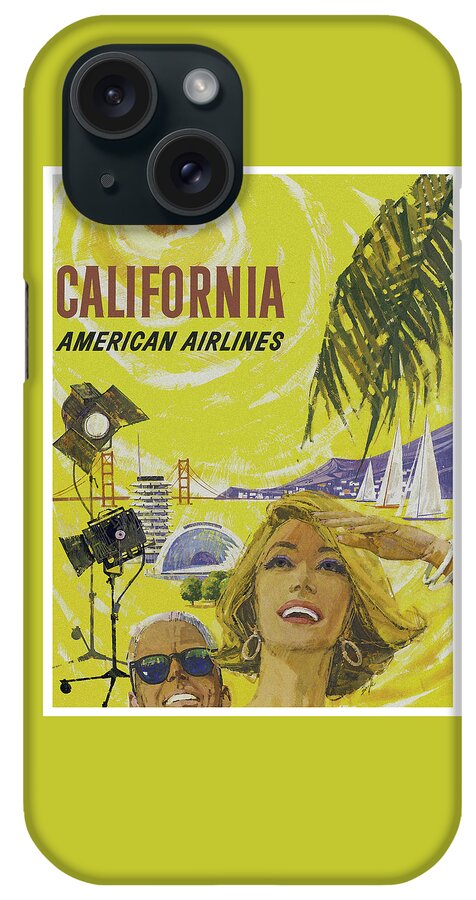 California iPhone Case featuring the digital art Vintage California Travel Poster by Joy McKenzie