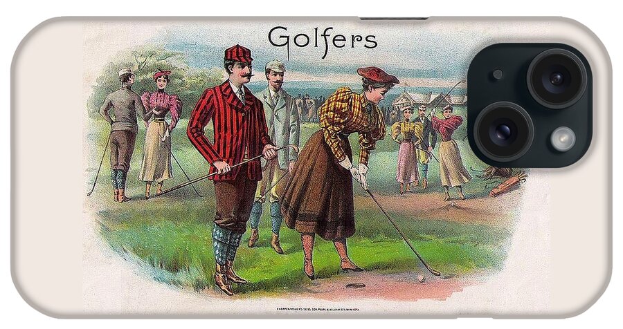 Vintage Golfers iPhone Case featuring the digital art Vintage Golfers by Maciek Froncisz