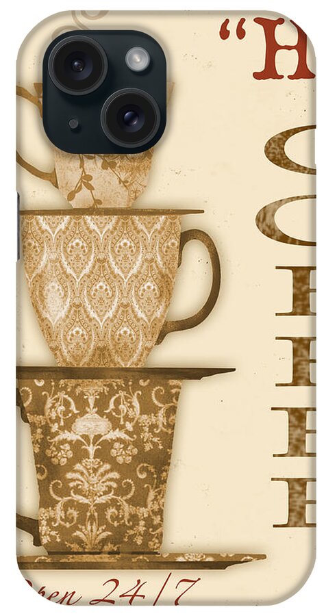 Jean Plout iPhone Case featuring the digital art Vintage Hot Coffee Sign by Jean Plout