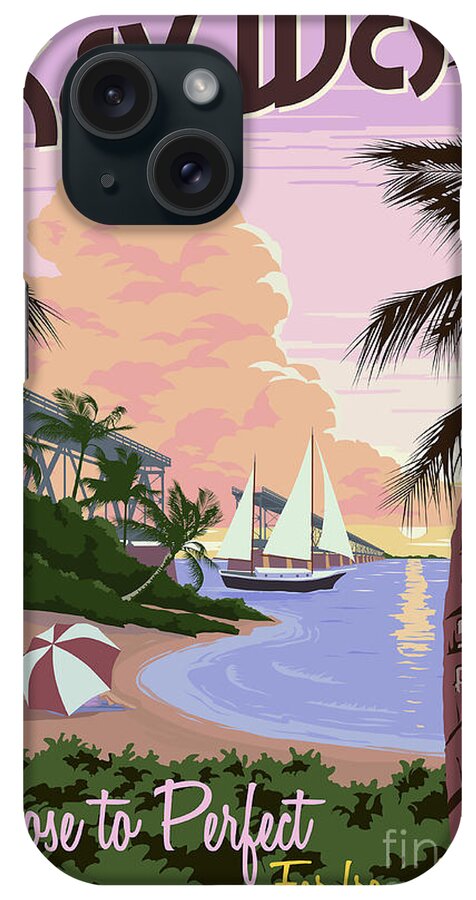 Travel Poster iPhone Case featuring the drawing Vintage Key West Travel Poster by Jon Neidert