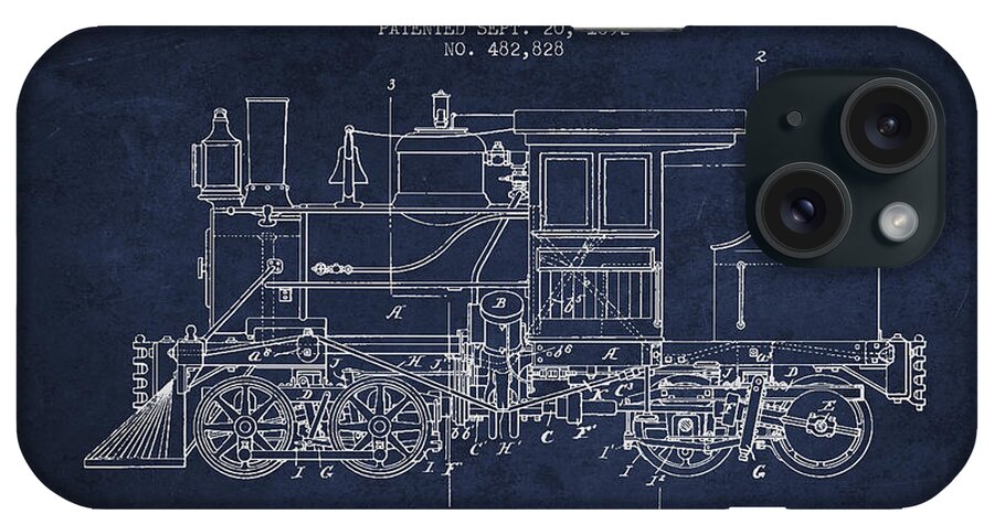Locomotive iPhone Case featuring the digital art Vintage Locomotive patent from 1892 by Aged Pixel