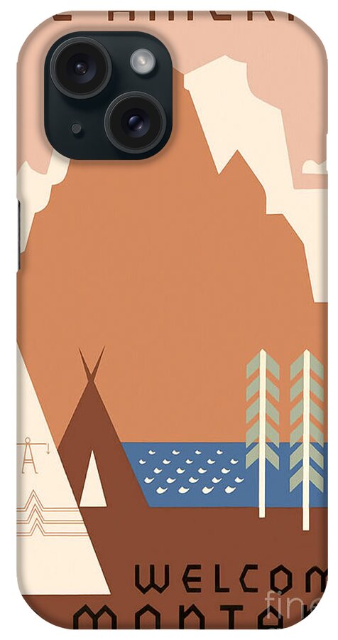 Vintage See America Travel Poster iPhone Case featuring the drawing Vintage Montana Travel Poster by Jon Neidert