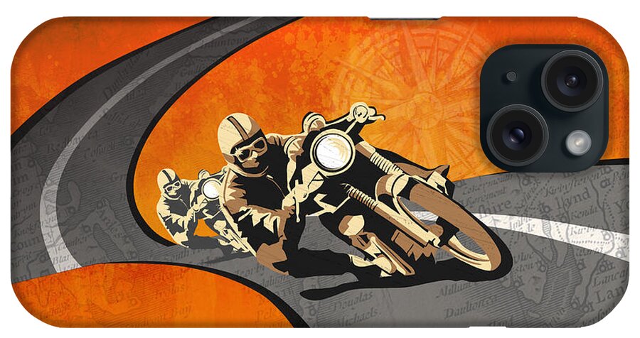 Vintage Motor Racing iPhone Case featuring the painting Vintage Motor Racing by Sassan Filsoof