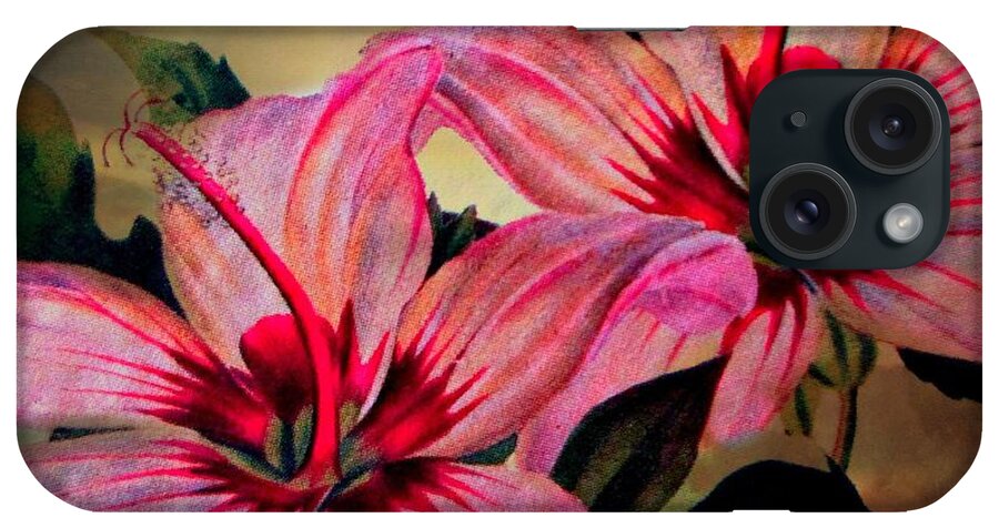 Lily iPhone Case featuring the photograph Vintage Painted Pink Lily by Judy Palkimas