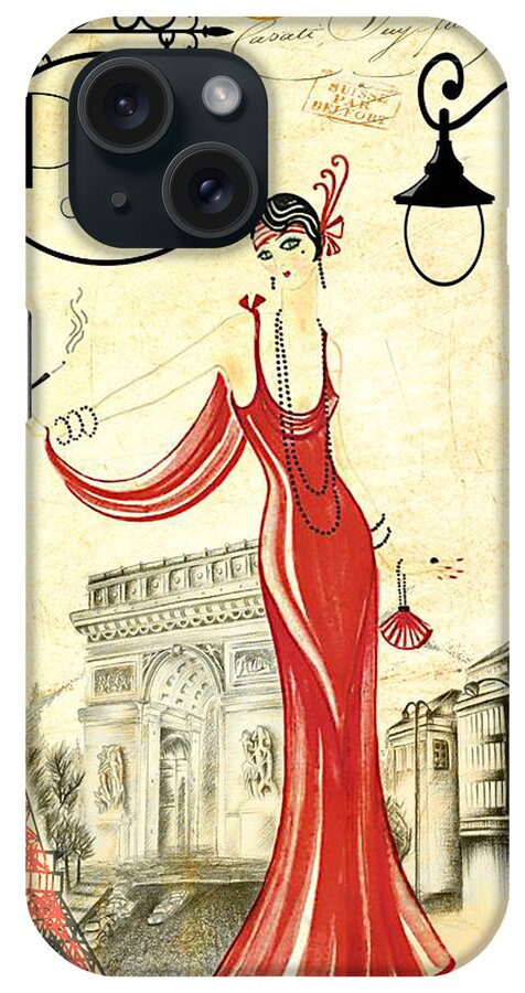 Paris iPhone Case featuring the digital art Vintage Paris Woman by Greg Sharpe