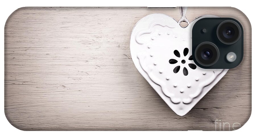 Background iPhone Case featuring the photograph Vintage tin heart by Jane Rix