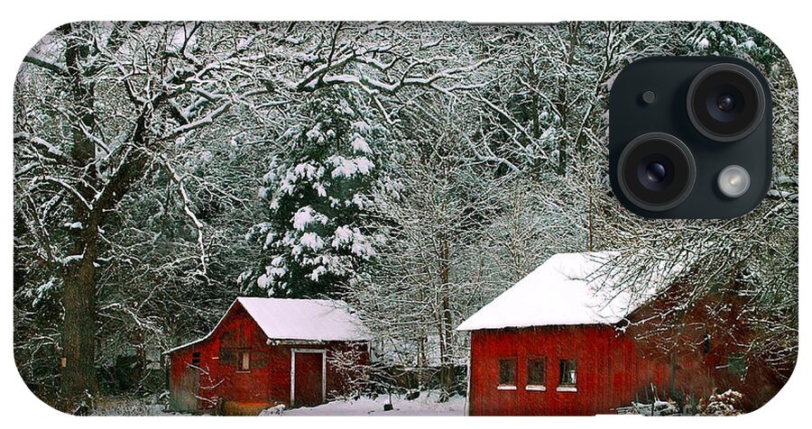 Landscape iPhone Case featuring the photograph Vintage Winter Barn by Peggy Franz