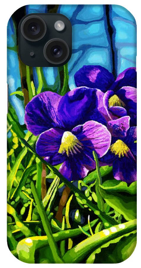 Violets iPhone Case featuring the painting Violet Window by Jackie Case
