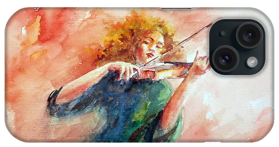 Violin iPhone Case featuring the painting Violinist by Faruk Koksal