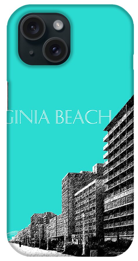 Architecture iPhone Case featuring the digital art Virginia Beach Skyline Boardwalk - Aqua by DB Artist