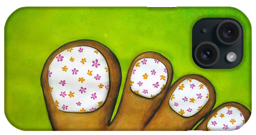 Toes iPhone Case featuring the painting Virtual Pedicure by Oiyee At Oystudio