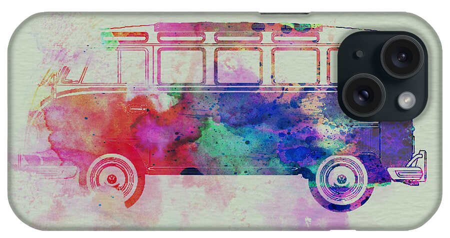 Vw Bus iPhone Case featuring the painting VW Bus Watercolor by Naxart Studio
