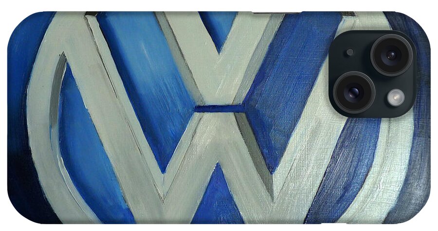 Vw iPhone Case featuring the painting VW Logo Blue by Richard Le Page