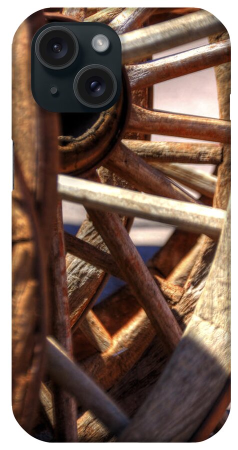 Wagon iPhone Case featuring the photograph Wagon Wheel Spokes 21839 by Jerry Sodorff