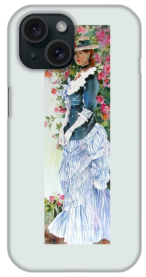 Victorian Woman iPhone Case featuring the painting Waiting by the Roses by Sherri Crabtree