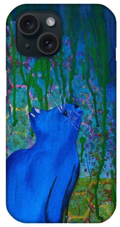 Cat iPhone Case featuring the painting Waiting For The Rain To Stop by Donna Blackhall