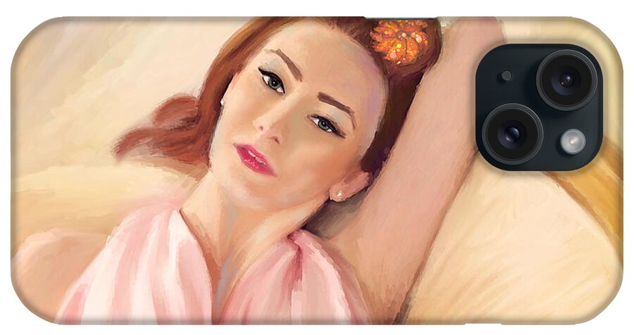 Glamour iPhone Case featuring the painting Waiting Glamour by Angela Stanton