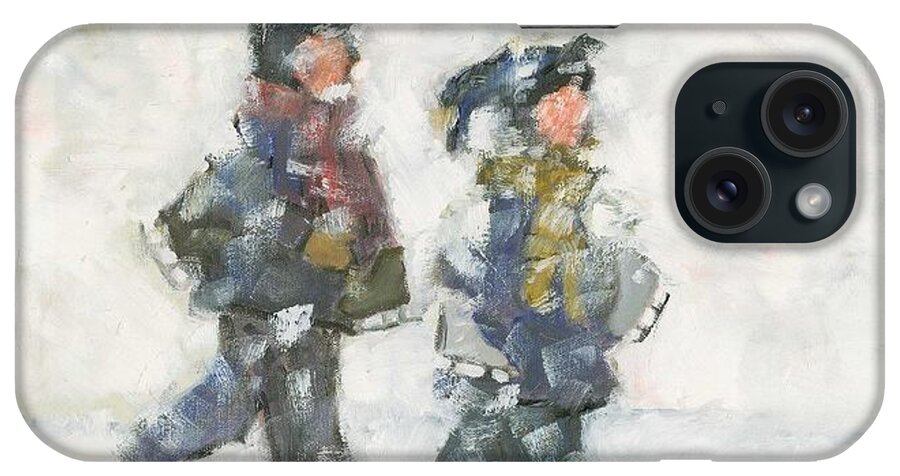 Skate iPhone Case featuring the painting Walking to the Rink by David Dossett