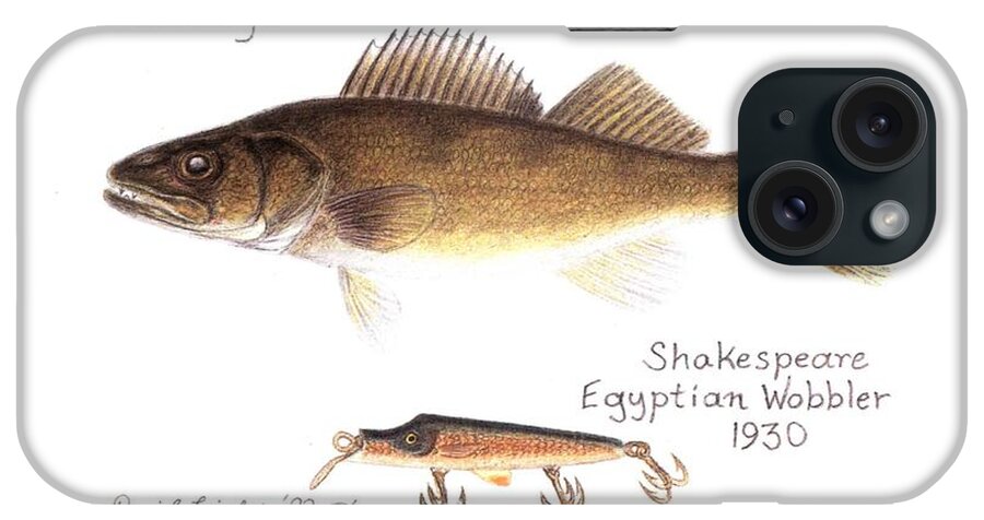 Walleye and Egyptian Wobbler Lure 1930 iPhone Case by Daniel Lindvig - Fine  Art America