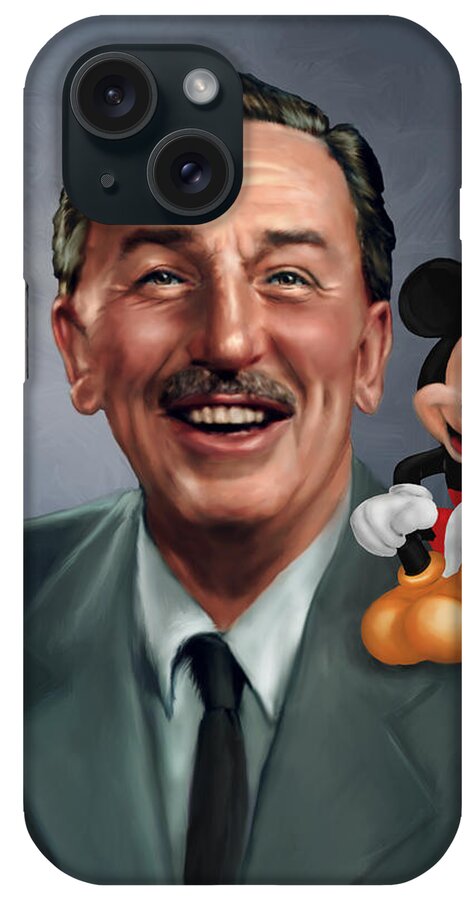 Walt iPhone Case featuring the painting Walt Disney Mickey Mouse Partners by Jennifer Hickey