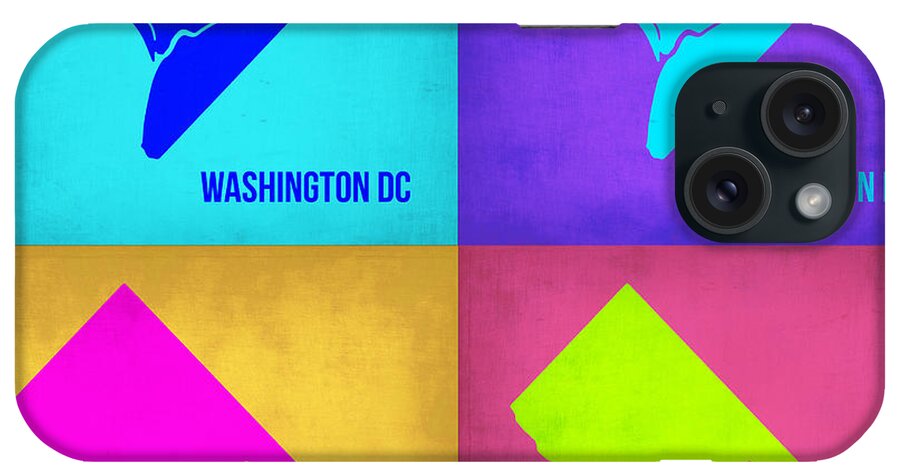Washington Dc Map iPhone Case featuring the painting Washington DC Pop Art Map 1 by Naxart Studio