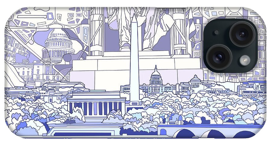 Washington Dc iPhone Case featuring the painting Washington Dc Skyline Abstract 3 by Bekim M