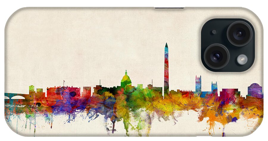 #faatoppicks iPhone Case featuring the digital art Washington DC Skyline by Michael Tompsett