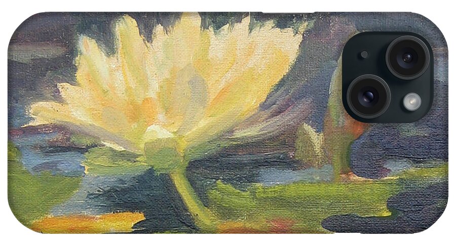 Floral iPhone 15 Case featuring the painting Water Lily in the Fountain by Maria Hunt