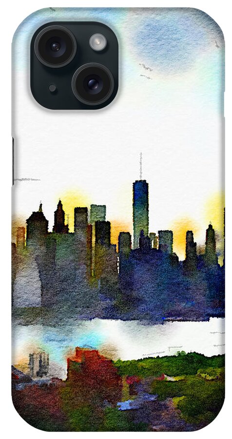 Skyline iPhone Case featuring the painting Watercolor Manhattan by Natasha Marco