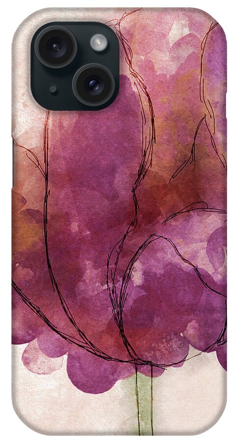 Watercolor iPhone Case featuring the digital art Watercolor Plum Tulip by South Social Studio