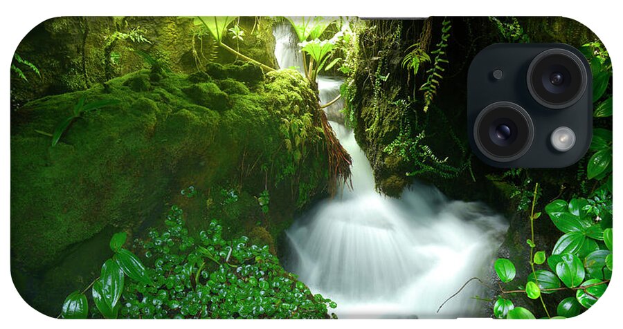 Tropical Rainforest iPhone Case featuring the photograph Waterfall In The Rainforest, Malaysia by Travelpix Ltd